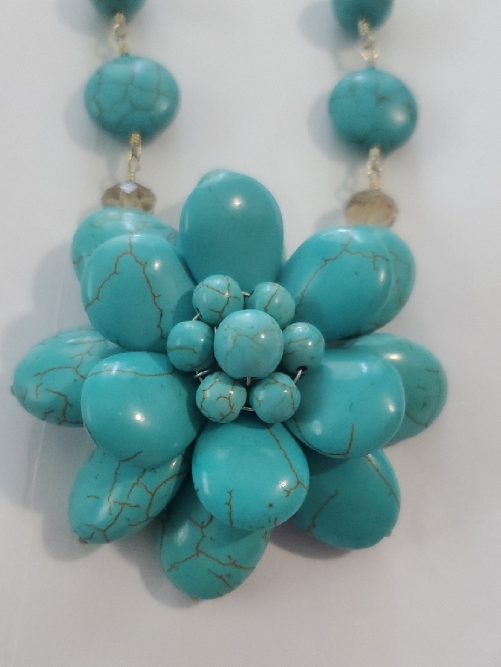 Turquoise Flower Statement Necklace - Women Jewelry